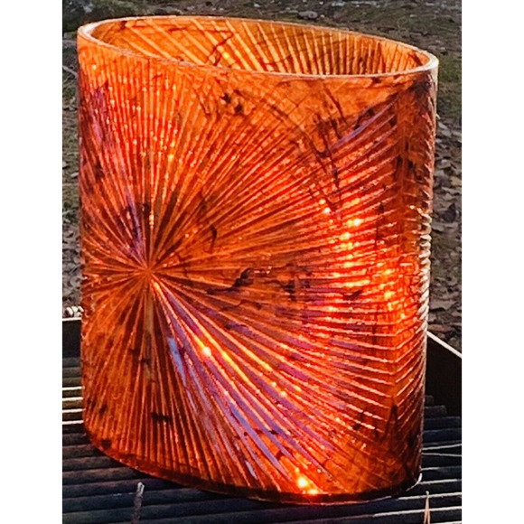 MCM Faux Tortoise Amber Lucite Waste Basket Swirl Translucent Amazing Design GUC - Picture 7 of 16